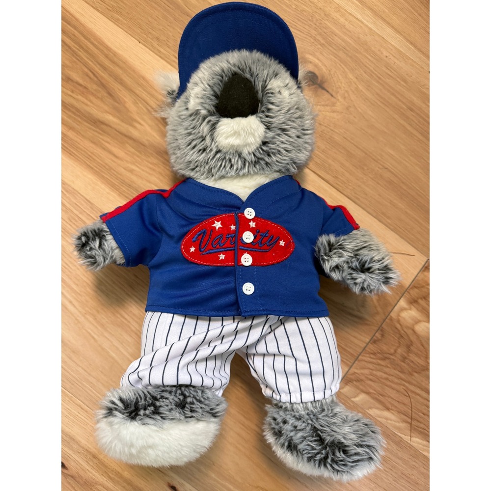 Build-A-Bear Koala Plush Toy w/Voicebox  17in Grey Blue Baseball Varsity Outfit